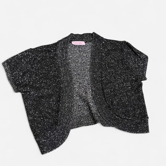 Black sparkly cardigan with silver glitter, soft and stretchy #glittercardigan s - Picture 2 of 2